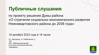 ПУБЛИЧНЫЕ СЛУШАНИЯ О СТРАТЕГИИ СОЦИАЛЬНО-ЭКОНОМИЧЕСКОГО РАЗВИТИЯ НИЖНЕВАРТОВСКОГО РАЙОНА 