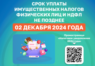 В 2024 ГОДУ ЗАПЛАТИТЬ НАЛОГ НЕОБХОДИМО ДО 2 ДЕКАБРЯ